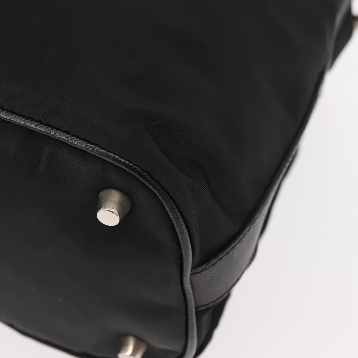 Prada Double Pocket Drawstring Shoulder Bag Tessuto, Black, Nylon, Shoulder Bag