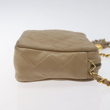 Chanel Vintage Camera Tassel Bag Lambskin, BEIGE, LEATHER, Crossbody bag