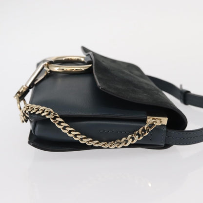 Chloe Faye Shoulder Bag Leather and Suede, GREEN, SUEDE, Shoulder bag
