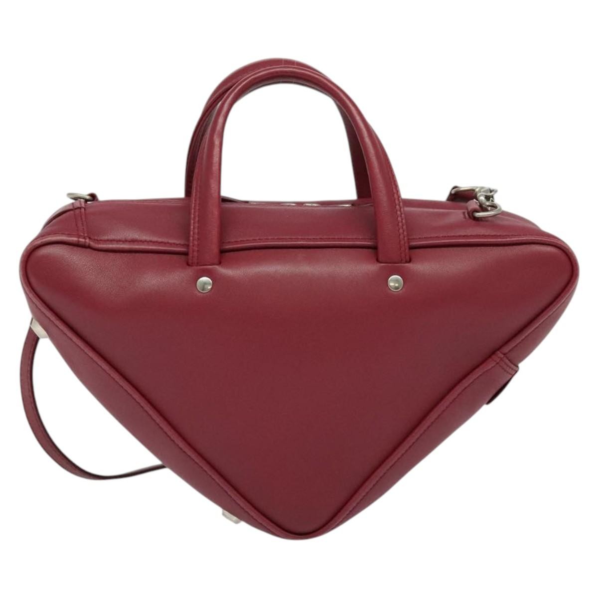 Balenciaga Triangle Duffle Bag Leather, RED, LEATHER, Handbag
