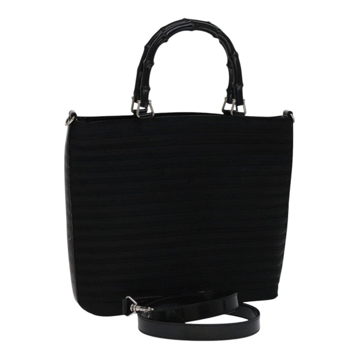 Gucci Vintage Bamboo Handle Bag Nylon, Black, Nylon, Handbag