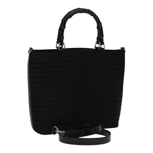 Gucci Vintage Bamboo Handle Bag Nylon, Black, Nylon, Handbag