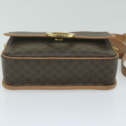 Celine Vintage Macadam Circle Logo Shoulder Bag Canvas and Leather, Brown, Canvas, Shoulder Bag