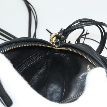 Chanel Vintage Round Tassel Crossbody Bag Quilted Satin, BLACK, SATIN, Crossbody bag