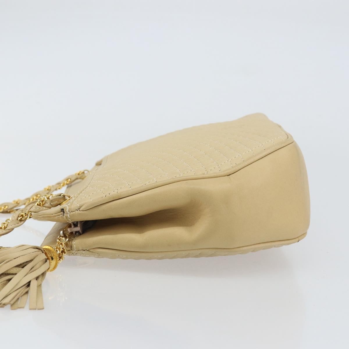 Bally Vintage Chain Shoulder Bag Quilted Leather, BEIGE, LEATHER, Shoulder bag