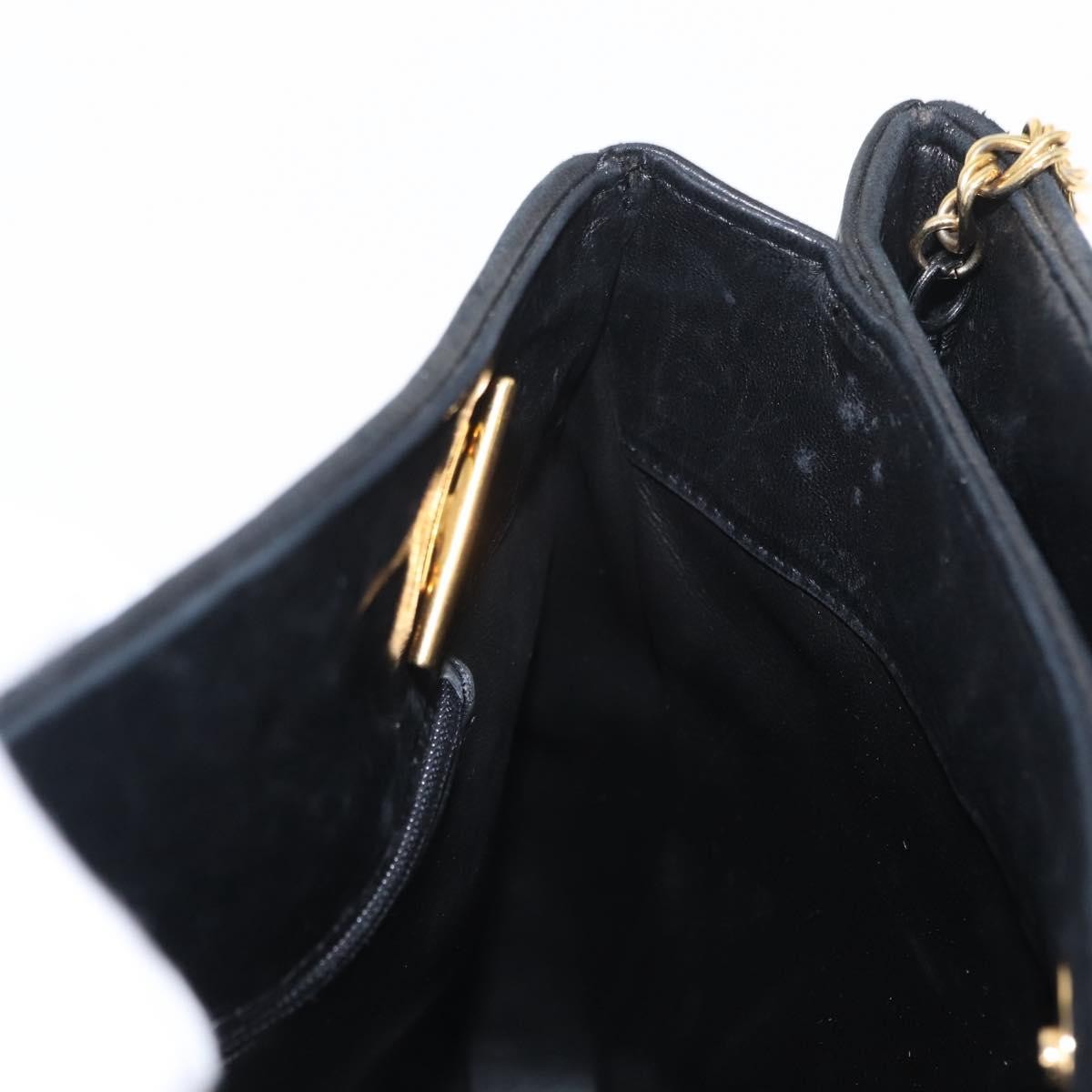 Bally Vintage Chain Shoulder Bag Quilted Leather, BLACK, LEATHER, Shoulder bag
