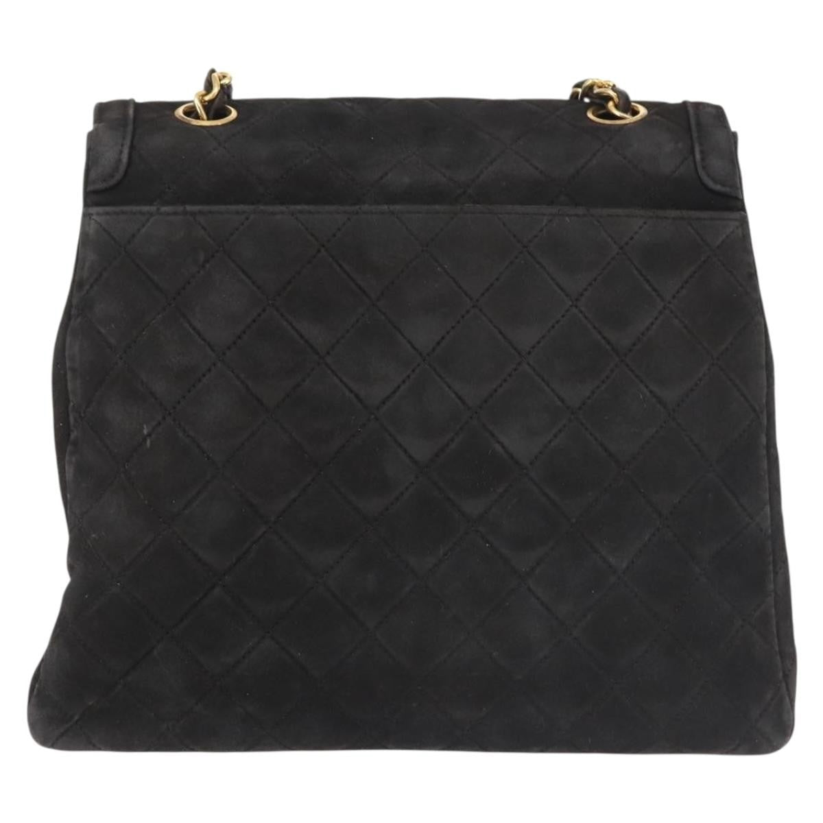 Chanel Vintage Clutch Pleated Leather, BLACK, SUEDE, Clutche & pouche