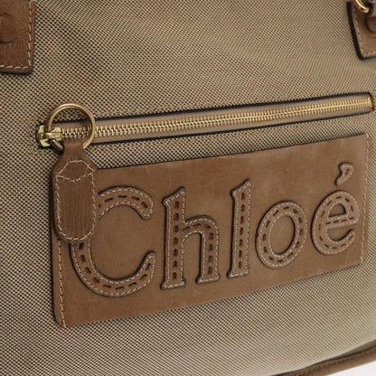 Chloe Harley Handbag Canvas with Leather, BEIGE, CANVAS, Handbag