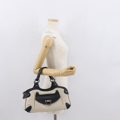 Salvatore Ferragamo Gancini handbag Canvas and Leather, SILVER, CANVAS, Handbag