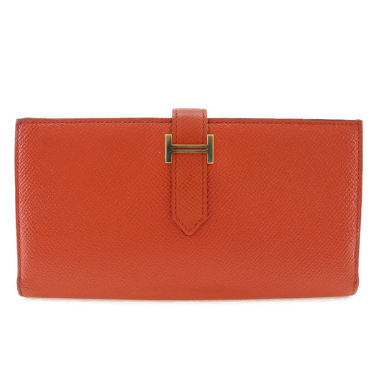Hermes Bearn Wallet Epsom, ORANGE, LEATHER, Wallets