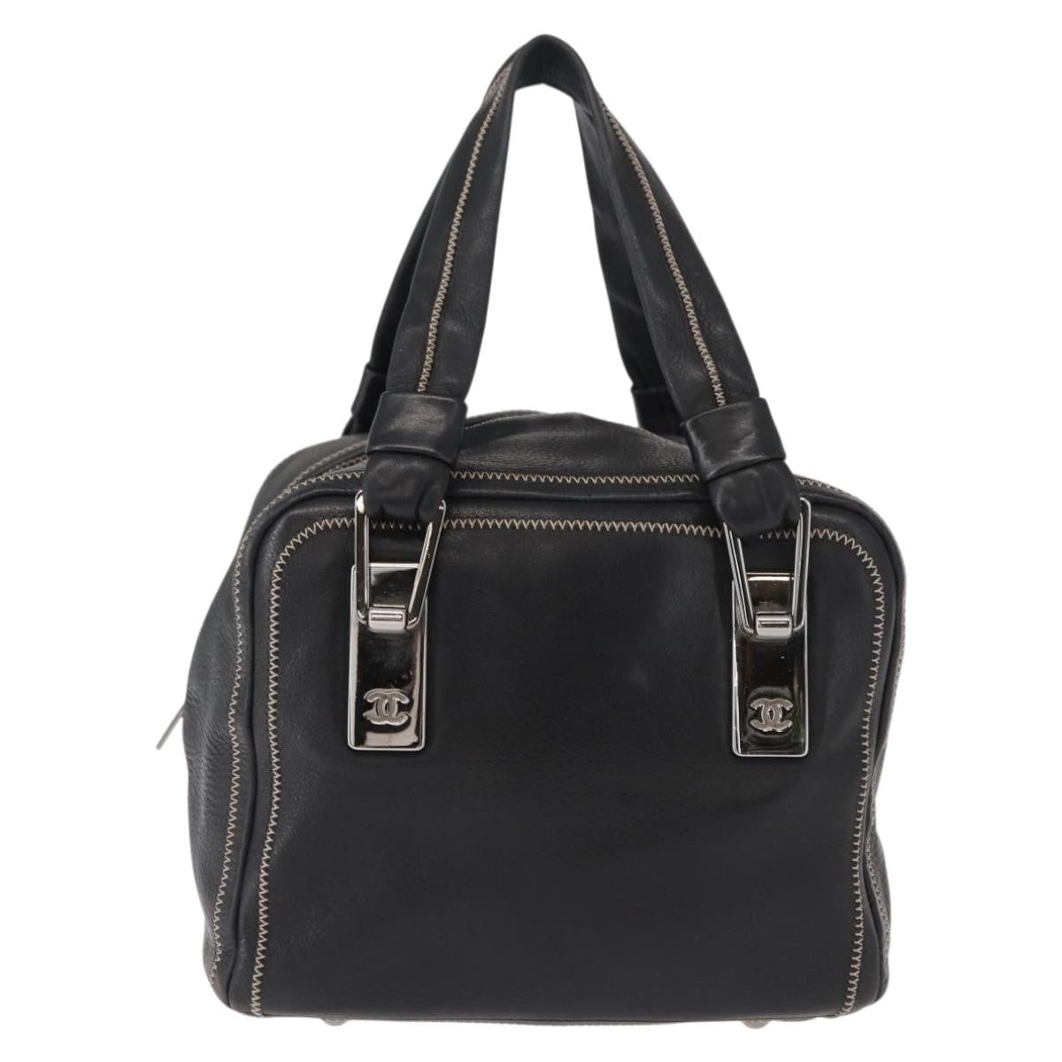 Chanel CC Bowler Quilted Caviar, BLACK, LEATHER, Handbag