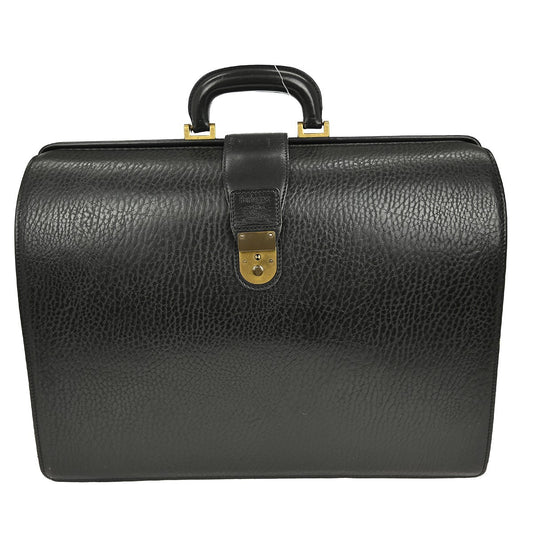 Burberry DK88 Doctor Bag Leather, BLACK, LEATHER, Handbag