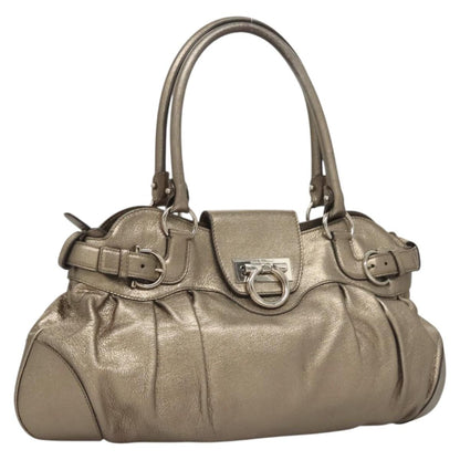 Salvatore Ferragamo Marisa Satchel Leather, GOLD, LEATHER, Handbag