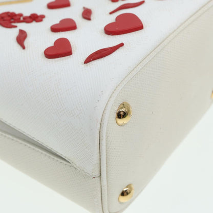 Prada Panier Bucket Bag Embellished Saffiano Leather, WHITE, LEATHER, Handbag