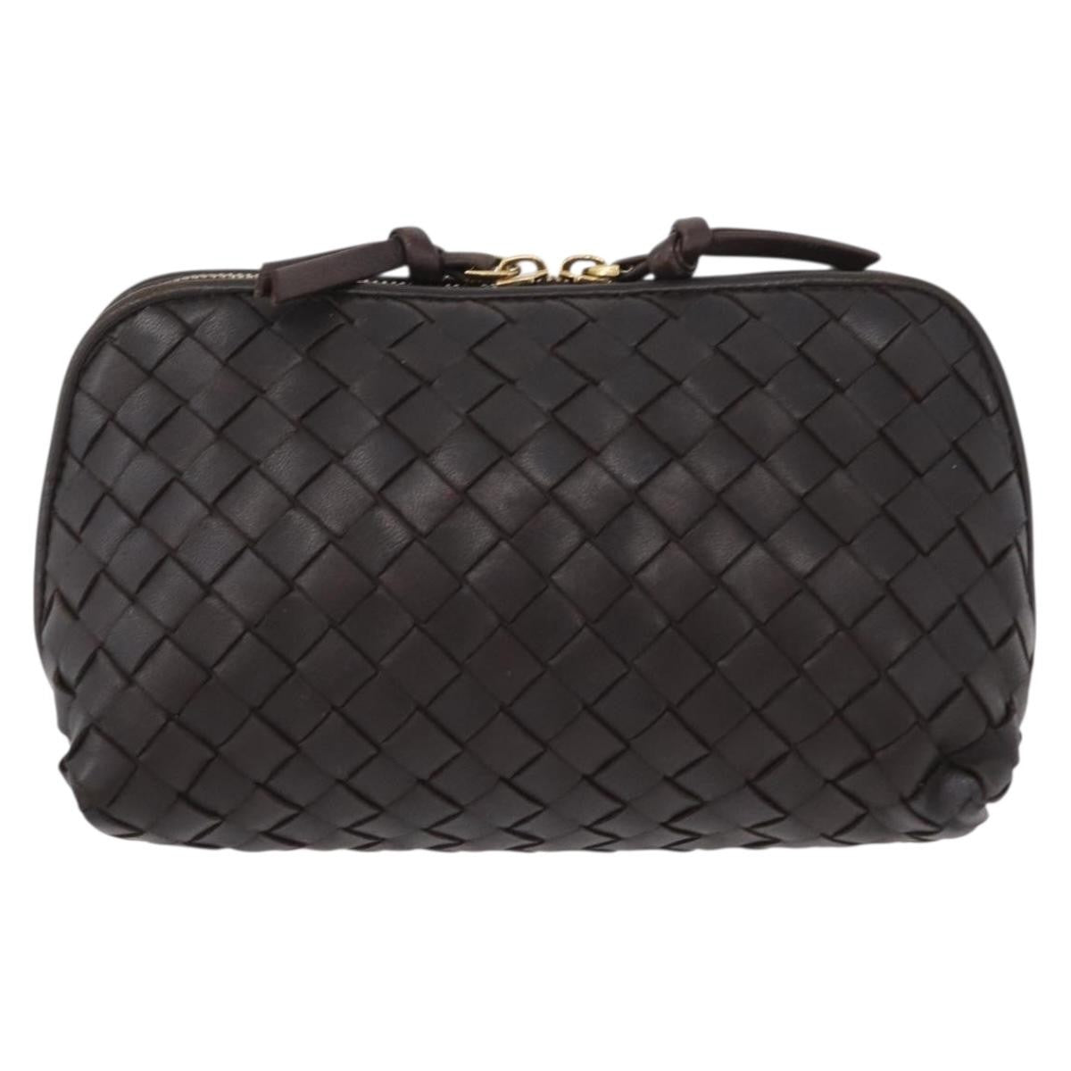 Bottega Veneta Intrecciato Leather, BROWN, LEATHER, Clutche & pouche