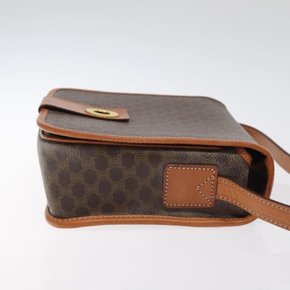 Celine Vintage Macadam Circle Logo Shoulder Bag Canvas and Leather, Brown, Canvas, Shoulder Bag
