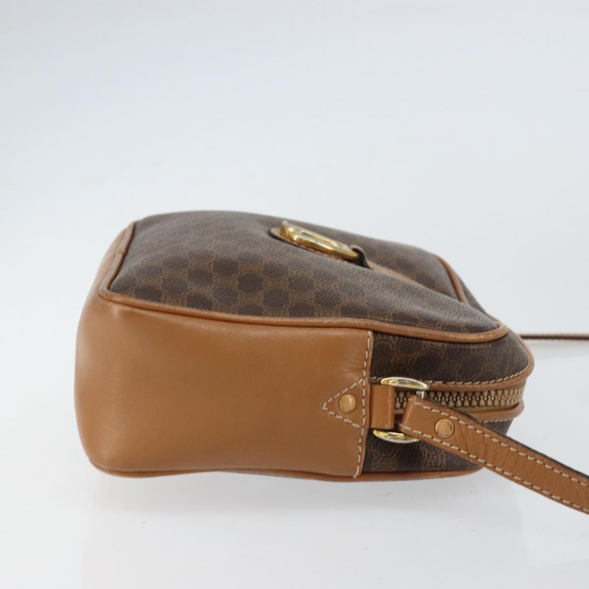 Celine Vintage Macadam Shoulder Bag Canvas and Leather, BROWN, CANVAS, Shoulder bag