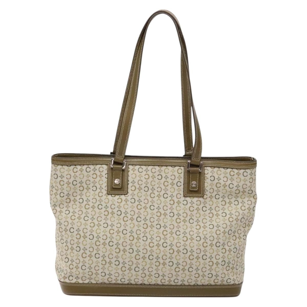 Celine Vintage Macadam Shoulder Bag Canvas, KHAKI, CANVAS, Shoulder bag