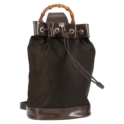 Gucci Vintage Bamboo Sling Backpack Nylon, BROWN, NYLON, Backpack