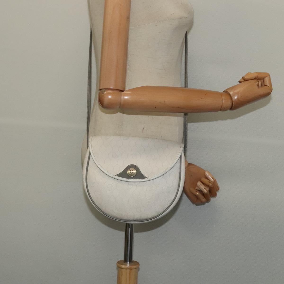 Christian Dior Vintage Honeycomb Shoulder Bag Canvas, WHITE, CANVAS, Shoulder bag