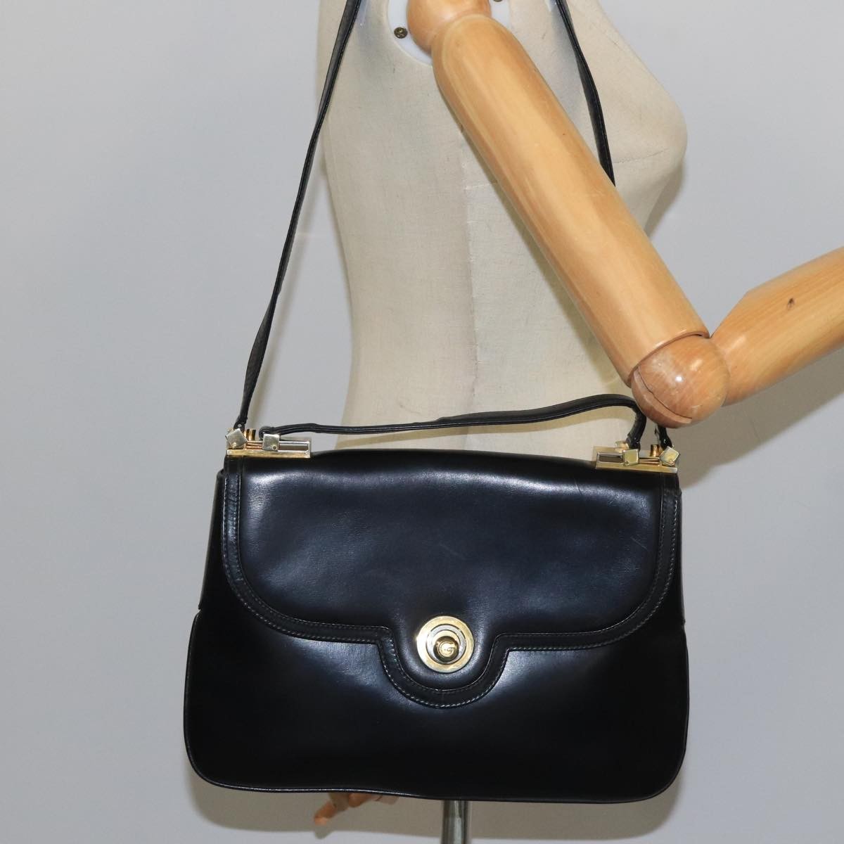 Gucci Vintage Shoulder Bag Leather, BLACK, LEATHER, Shoulder bag