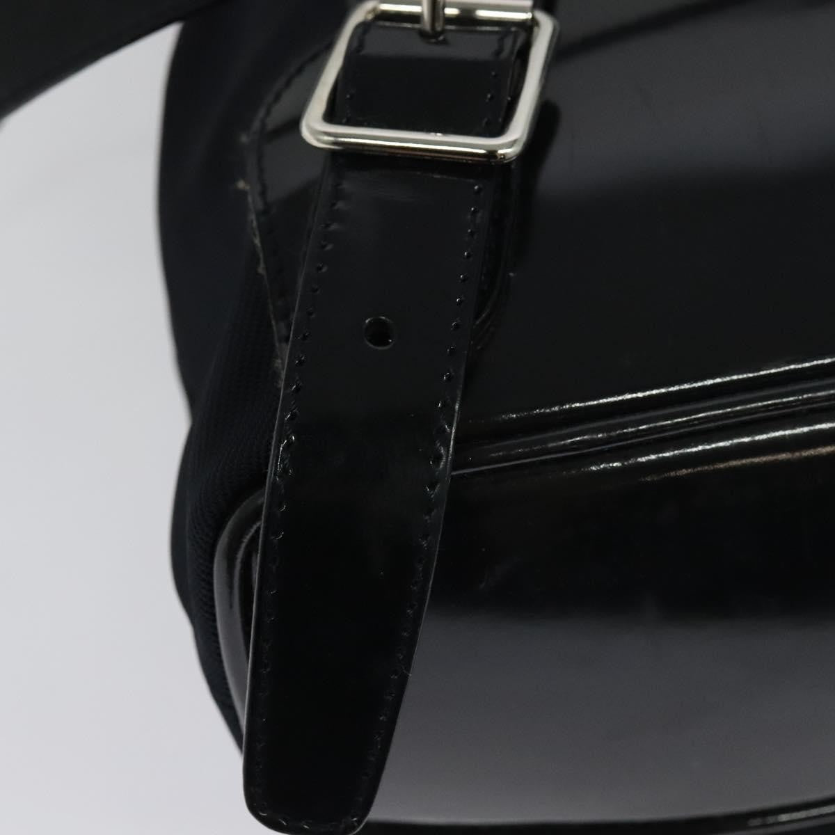 Gucci Vintage Bamboo Backpack Nylon and Patent Leather, BLACK, NYLON, Backpack