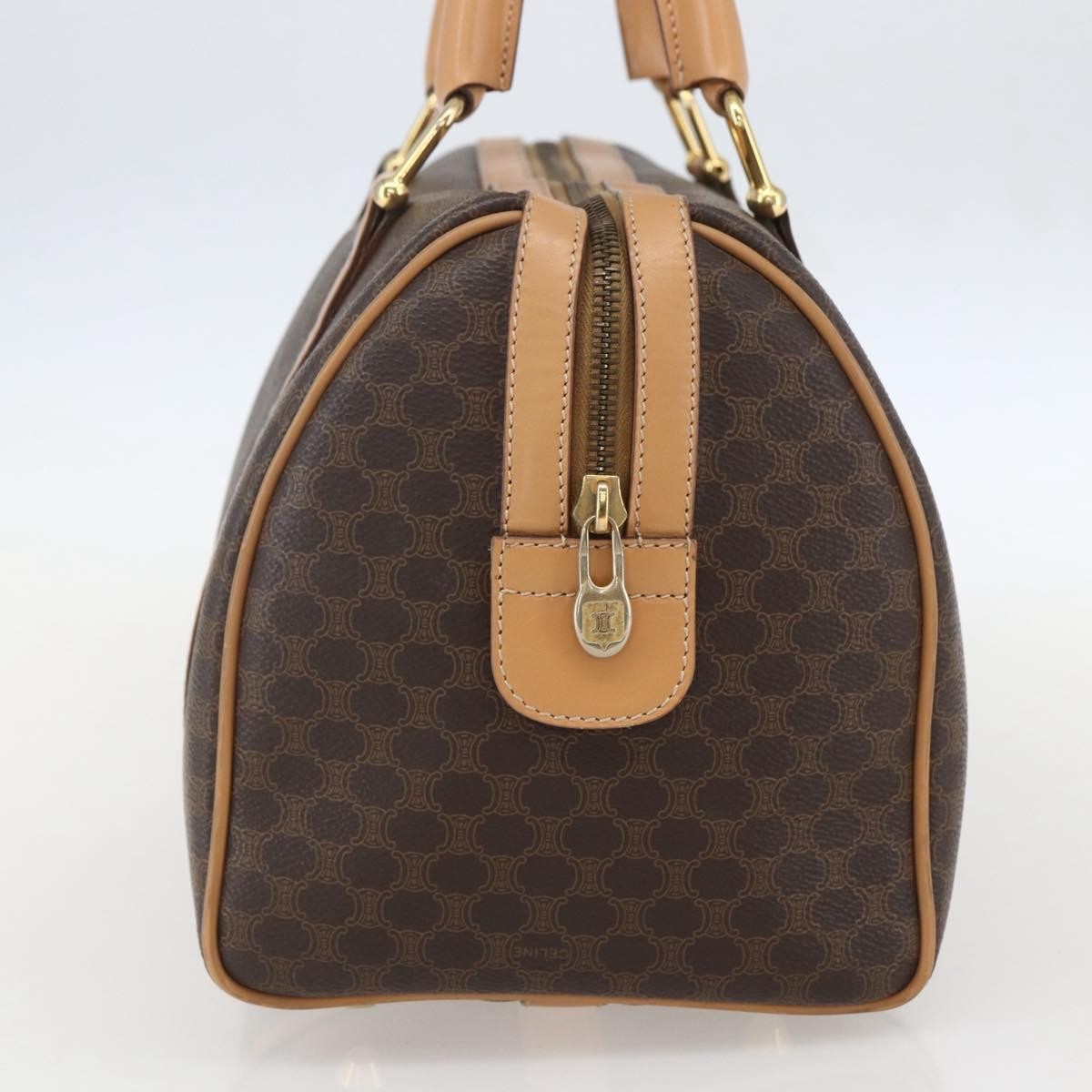 Celine Vintage Macadam Boston bag Canvas, BROWN, CANVAS, Travel bag