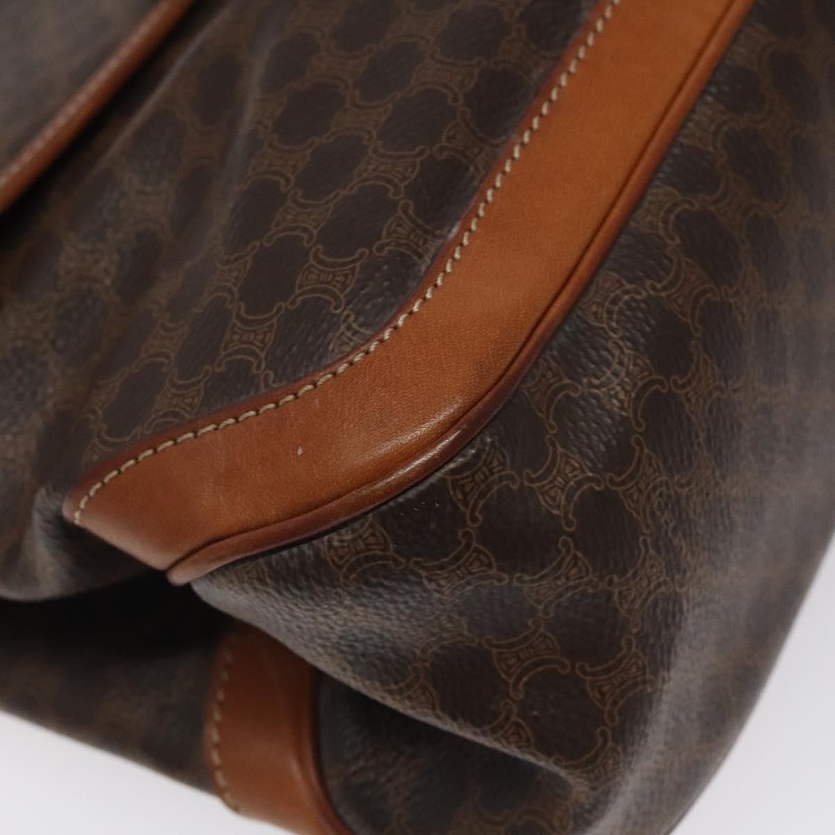 Celine Macadam Handbag Macadam with leather, BROWN, CANVAS, Handbag