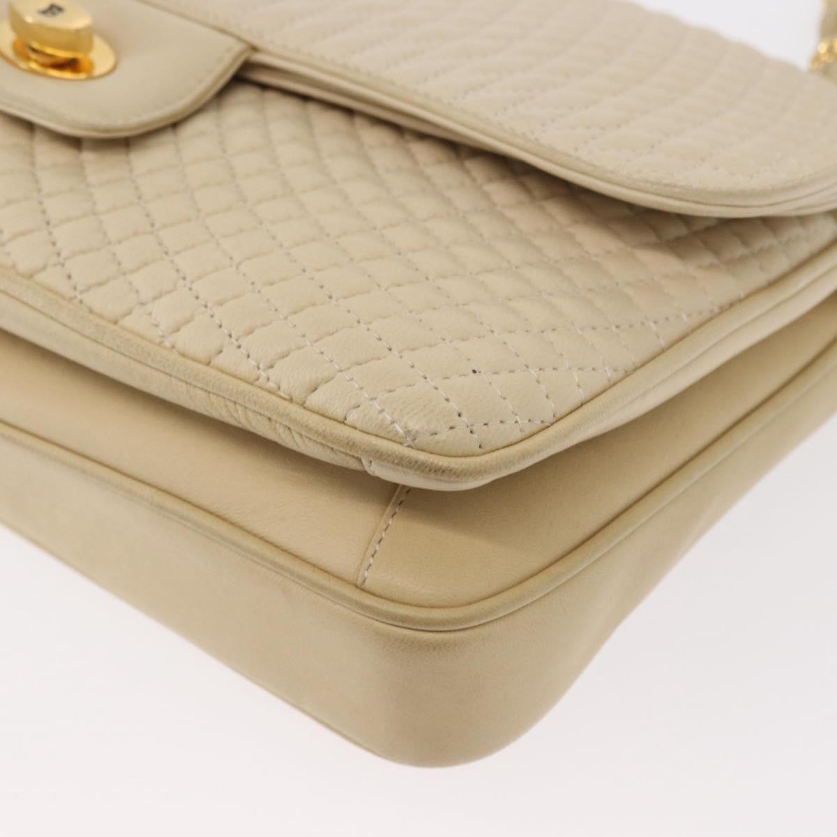 Bally Vintage Chain Shoulder Bag Quilted Leather, ECRU, LEATHER, Shoulder bag
