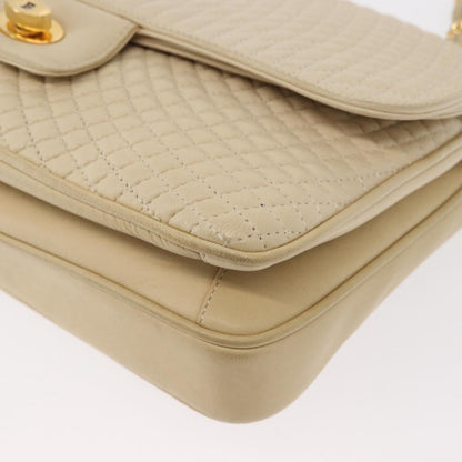 Bally Vintage Chain Shoulder Bag Quilted Leather, ECRU, LEATHER, Shoulder bag