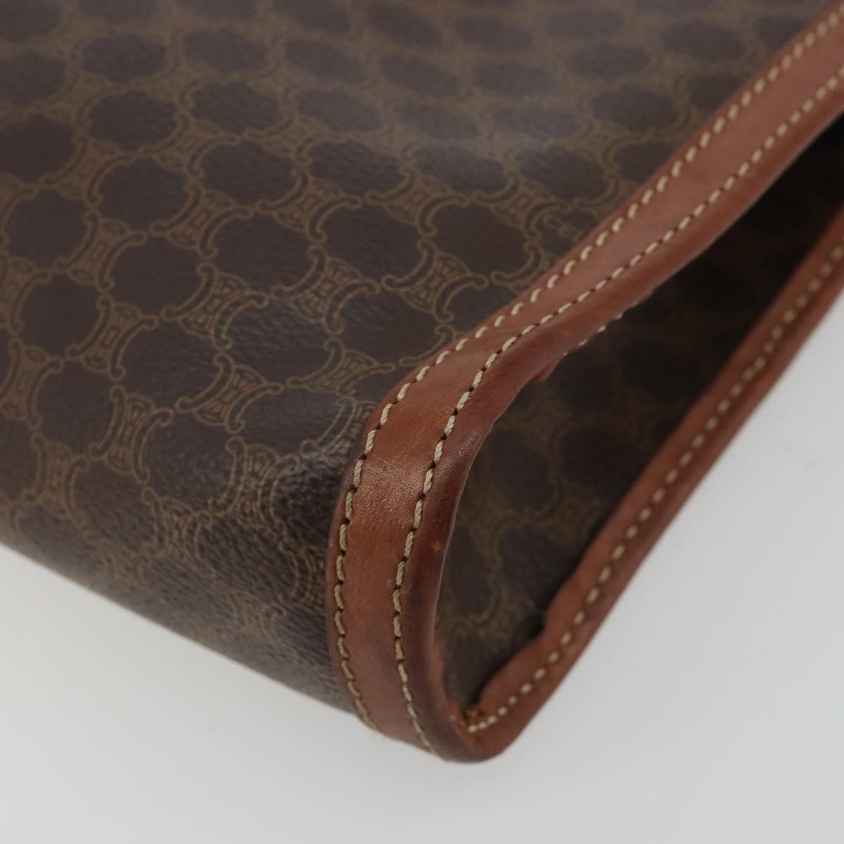 Celine Logo Triomphe Pouch Canvas and leather, Brown, Canvas, Clutch