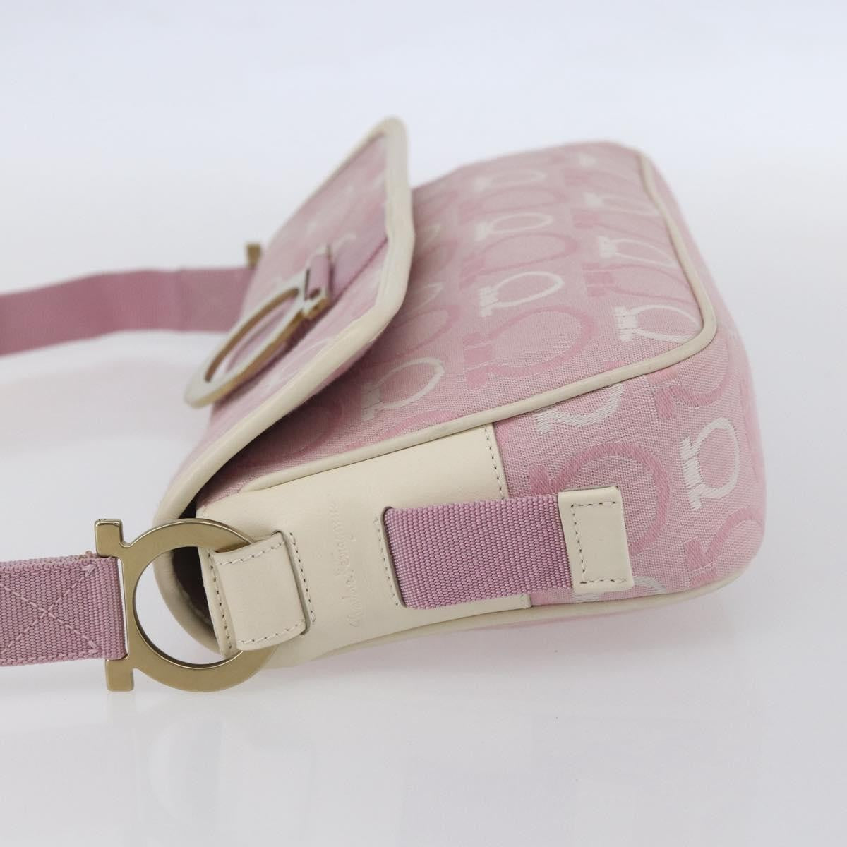 Salvatore Ferragamo Gancini Shoulder Bag Canvas, PINK, CANVAS, Shoulder bag
