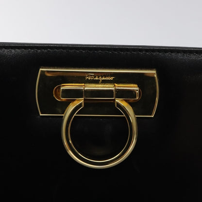 Salvatore Ferragamo Gancini Shoulder Bag Leather, BLACK, LEATHER, Shoulder bag