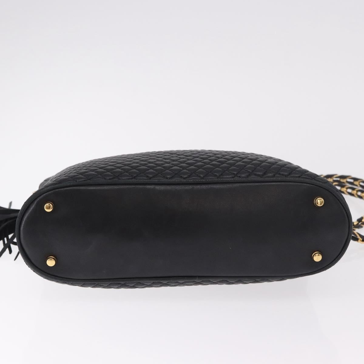 Bally Vintage Chain Shoulder Bag Quilted Leather, Black, Leather, Shoulder Bag