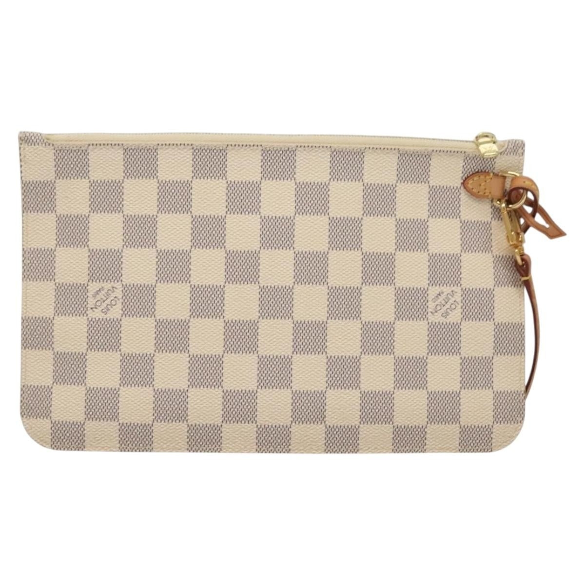 Louis Vuitton Neverfull Pochette Damier, WHITE, CANVAS, Tote bag