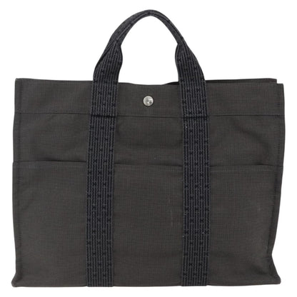 Hermes Fourre-tout Herline Canvas, GRAY, CANVAS, Tote bag