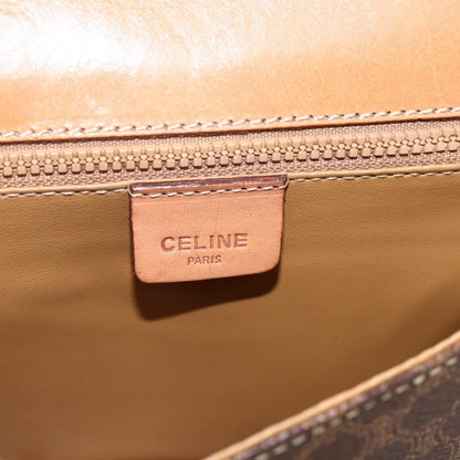 Celine Vintage Macadam Shoulder Bag Canvas and Leather, Brown, PVC, Shoulder Bag