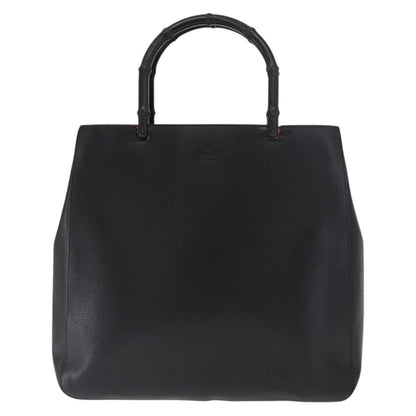 Gucci Vintage Bamboo Handle Tote Leather, BLACK, LEATHER, Tote bag