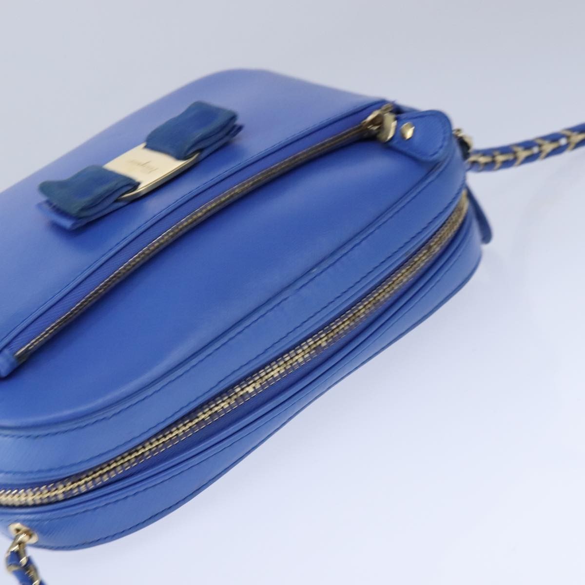 Salvatore Ferragamo Vala Shoulder Bag Leather, BLUE, LEATHER, Shoulder bag