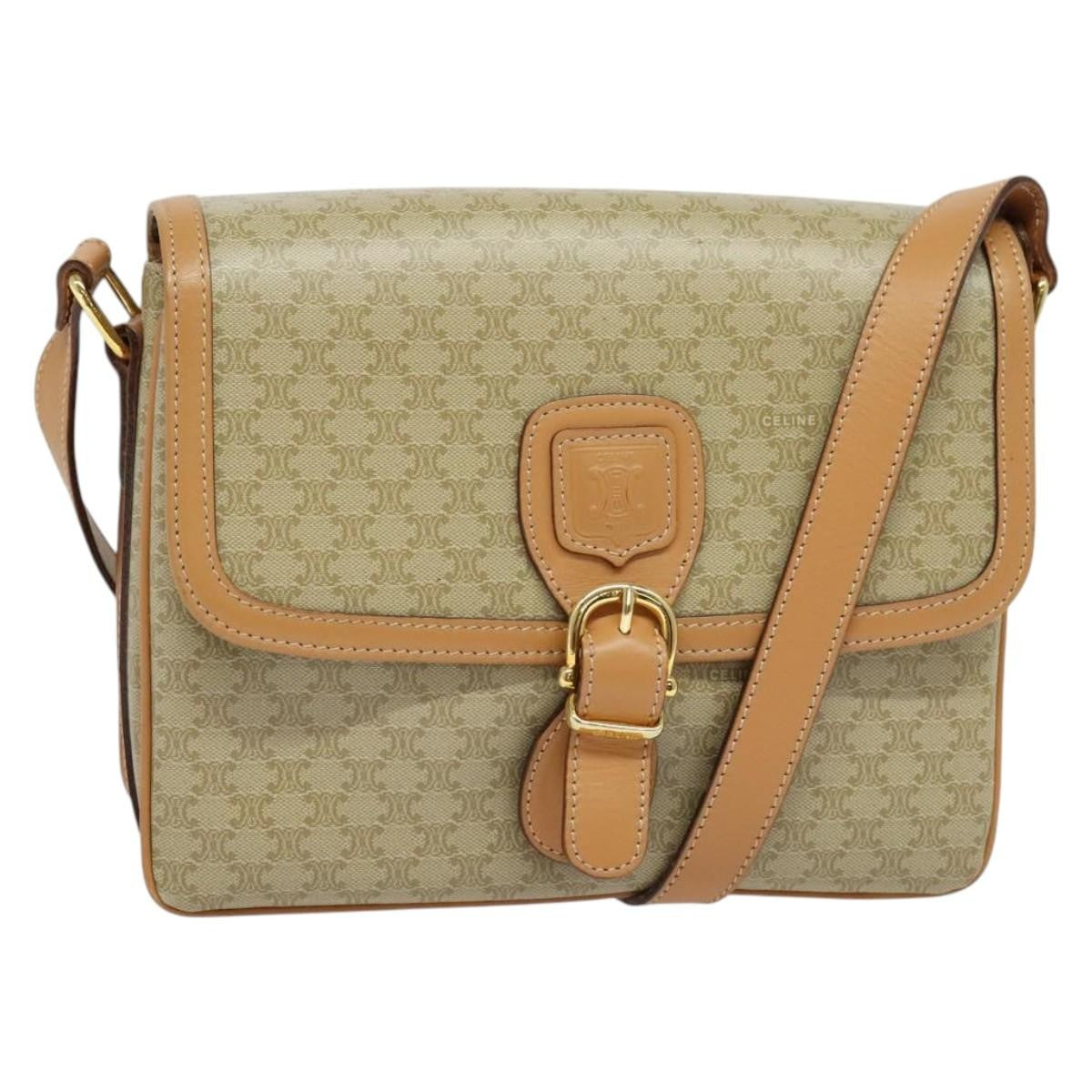 Celine Macadam Shoulder Bag PVC Leather, BEIGE, CANVAS, Shoulder bag