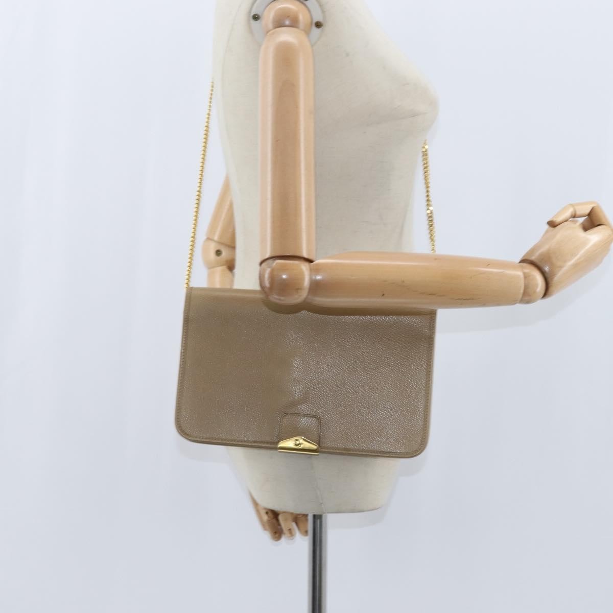 Christian Dior Vintage Chain Flap Shoulder Bag Leather, BEIGE, LEATHER, Shoulder bag