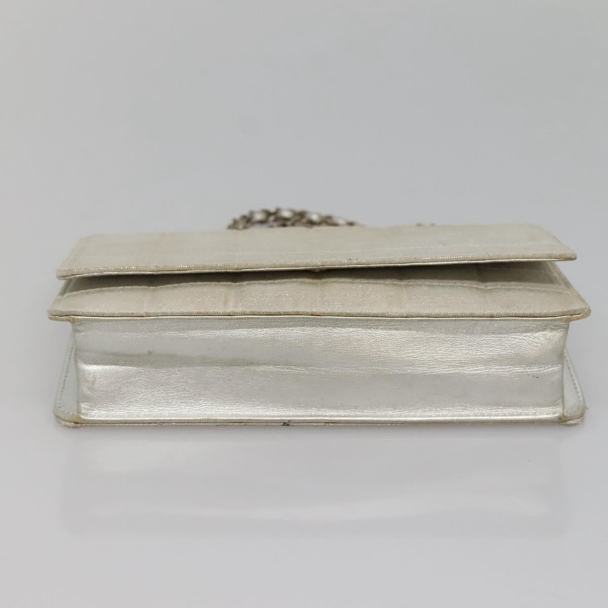 Chanel Travel Line Wallet on Chain Quilted Nylon, Silver, Nylon, Wallet