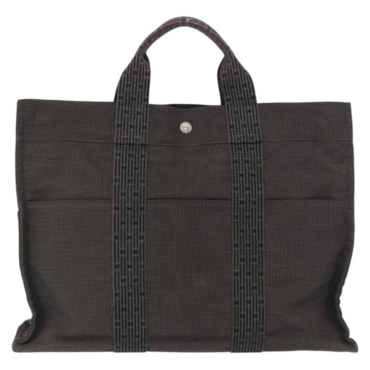 Hermes Fourre-tout Herline Canvas, GRAY, CANVAS, Tote bag