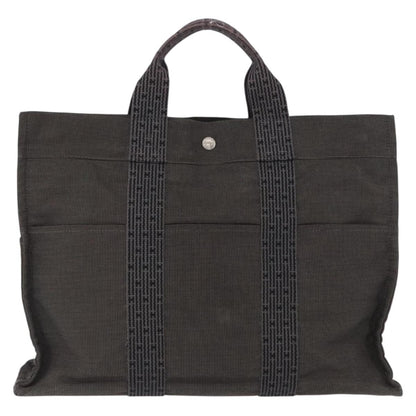 Hermes Fourre-tout Herline Canvas, GRAY, CANVAS, Tote bag