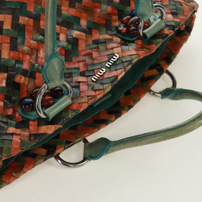 Miu Miu Chain Handle Bag Pleated Leather, Multicolour, Leather, Handbag
