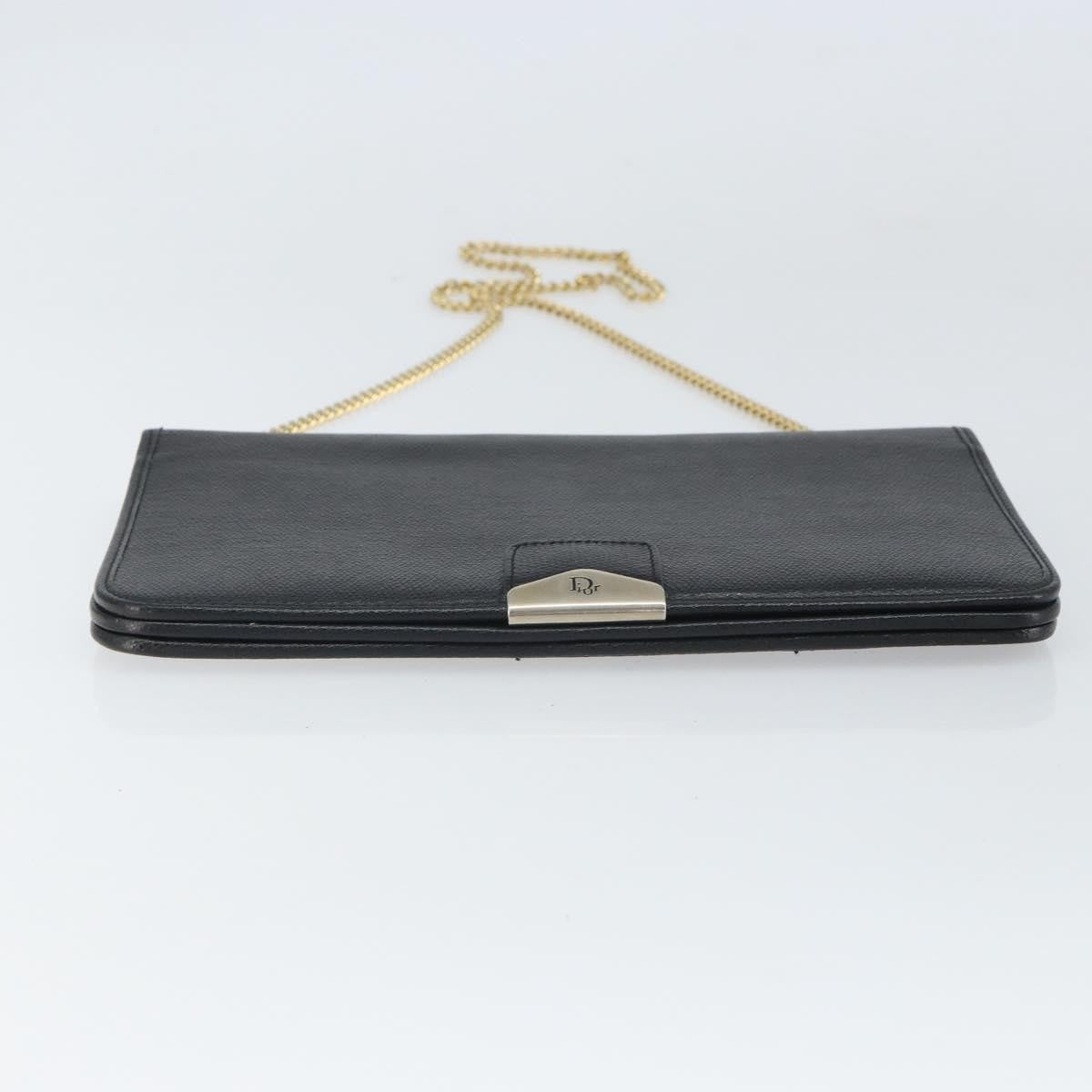 Christian Dior Vintage Chain Flap Shoulder Bag Leather, BLACK, LEATHER, Shoulder bag