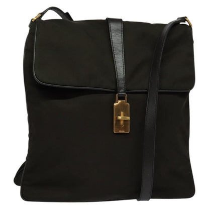 Prada Vintage Flap Messenger Bag Tessuto, Khaki, Nylon, Shoulder Bag