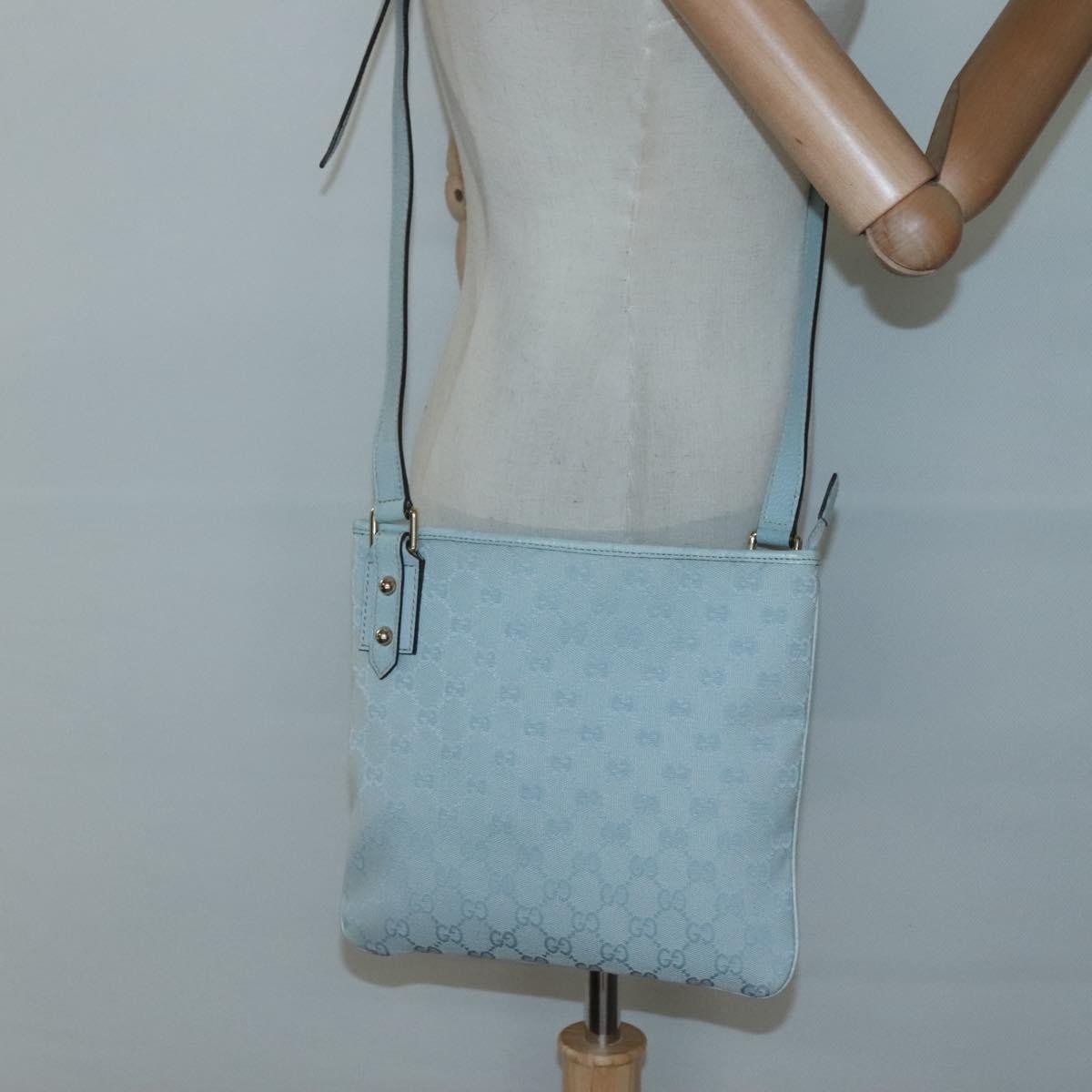 Gucci Vintage Flat Messenger Bag GG Canvas, BLUE, CANVAS, Shoulder bag