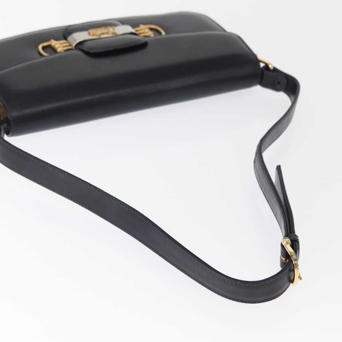 Celine Vintage Carriage Flap Bag Leather, NAVY, LEATHER, Shoulder bag