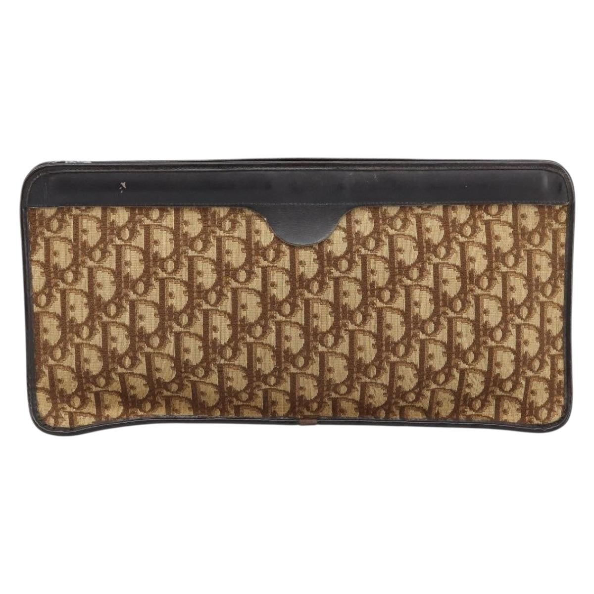 Christian Dior Vintage Trotter Pouch Canvas, BROWN, CANVAS, Clutche & pouche